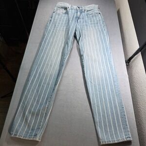 Pistola Striped High Rise Straight Leg Jeans Blue & White Stripe women's SZ 25 *